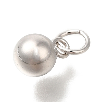 Rhodium Plated 925 Sterling Silver Round Charms STER-G043-08B-P-1