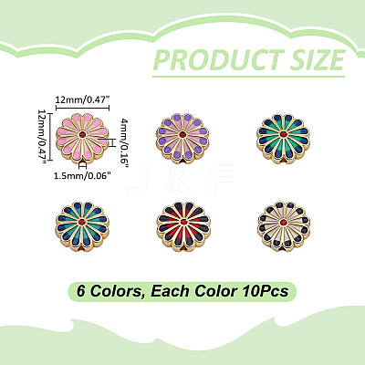 60Pcs 6 Colors Alloy Enamel Beads ENAM-WR0001-22-1