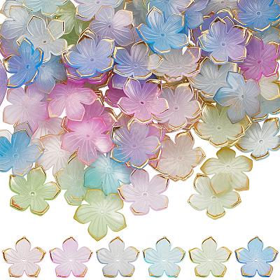 180Pcs 6 Colors Transparent Acrylic Bead Caps TACR-PA0001-08-1
