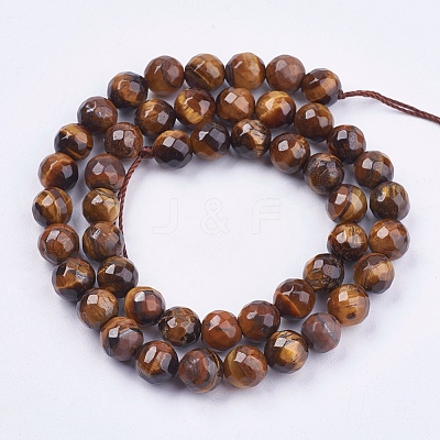 Natural Tiger Eye Round Bead Strands X-G-R203-8mm-1