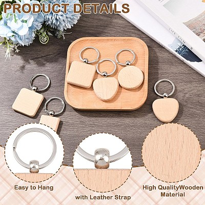 20Pcs 4 Styles Natural Wood Keychains HJEW-YW0001-10-1