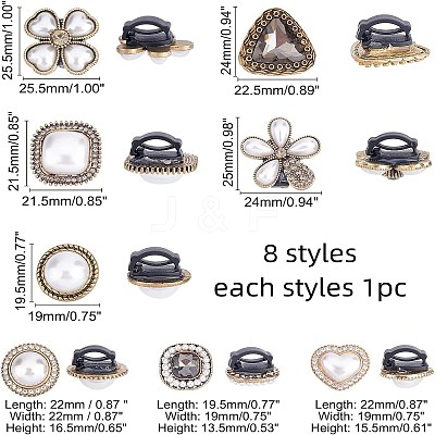 8pcs 8 style Alloy Shoe Buckle Clips FIND-FG0001-65-1