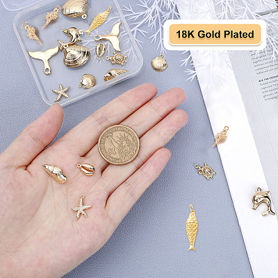 Ocean Theme Brass Pendants KK-SC0001-54G-1