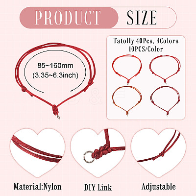 40Pcs 4 Colors Adjustable Nylon Cord Bracelets Making BJEW-TA00672-1