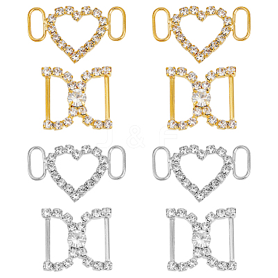 8Pcs 4 Style Brass Crystal Rhinestone Shoe Decoration FIND-HY0003-22-1