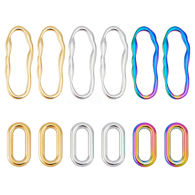 12Pcs 6 Style 304 Stainless Steel Linking Rings STAS-FH0001-95-1