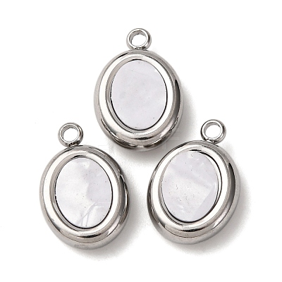 304 Stainless Steel Resin Pendants STAS-P406-15E-P-1