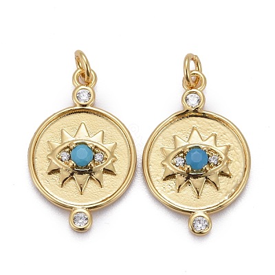 Brass Micro Pave Clear & Blue Cubic Zirconia Pendants X-ZIRC-Z011-29G-1