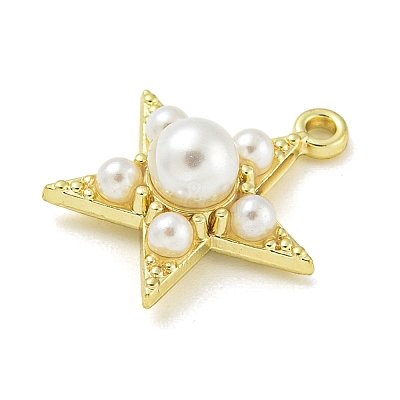 Zinc Alloy Acrylic Pearl Pendants PALLOY-F310-06G-01-1