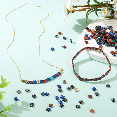 175Pcs 5 Colors 2-Hole Opaque Glass Seed Beads SEED-PJ0001-04A-1