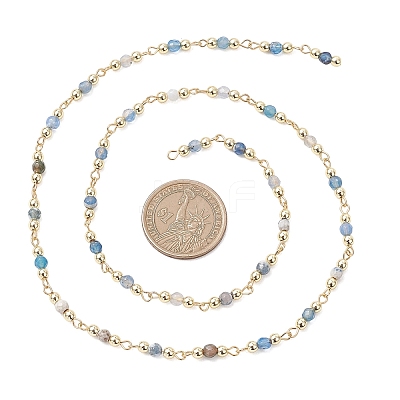 Natural Indian Agate Beaded Round Link Chains AJEW-JB01533-04-1