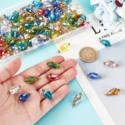 120Pcs 12 Colors Glass Pendants PALLOY-GA00009-1