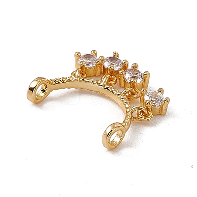 Rack Plating Brass Pave Clear Cubic Zirconia Connector Charms KK-C007-32G-1