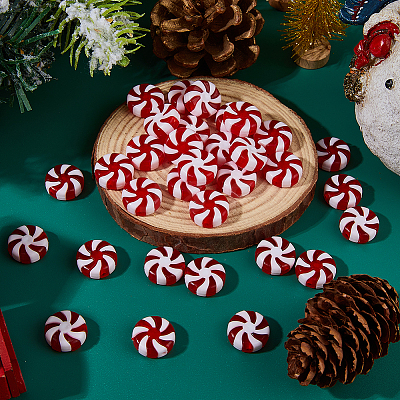 100Pcs Christmas Themed Plastic Beads KY-DC0001-53-1