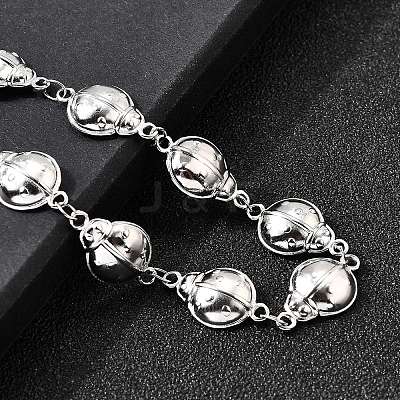 304 Stainless Steel Ladybug Link Bracelets for Women BJEW-K226-15A-P-1