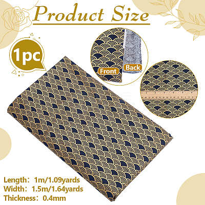 Fish Scales Pattern Japanese-style Cotton Fabric DIY-WH0579-98A-1