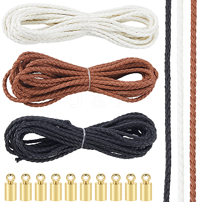 15M 3 Colors Braided Round Soft PU Imitation Leather Cords OCOR-CL0001-11A-1