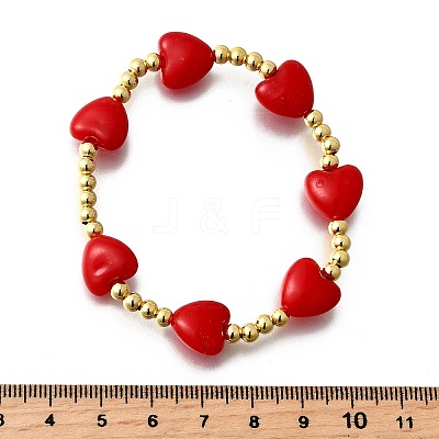 Valentine's Day ABS Imitation Pearl Beads Stretch Bracelets for Women BJEW-D317-08A-G-1