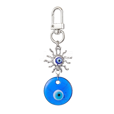 Horse Eye/Heart/Star/Hamsa Hand/Flat Round with Evil Eye Lampwork Pendant Decorations HJEW-JM01997-1