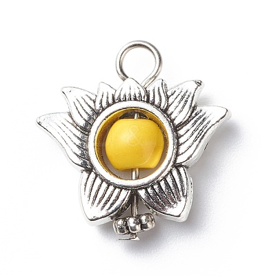 Antique Silver Plated Alloy Synthetic Turquoise Pendants PALLOY-JF01874-01-1