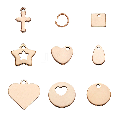 304 Stainless Steel Stamping Blank Tag Charms Sets STAS-TA0004-12RG-1