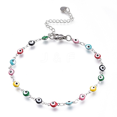 304 Stainless Steel Link Bracelets BJEW-M203-04P-C-1