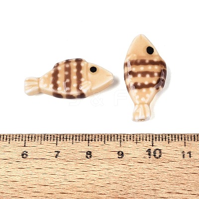Hand Painted Fish Shaped Porcelain Beads PORC-N013-06E-1