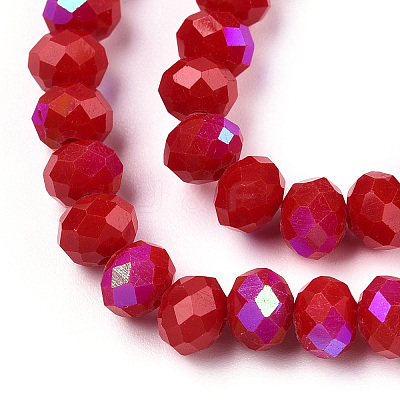Electroplate Opaque Solid Color Glass Beads Strands EGLA-A034-P10mm-L21-1