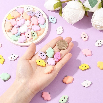 30Pcs Opaque Resin Pendants RESI-YW0005-31-1