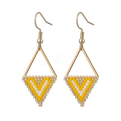 Rhombus Glass Dangle Earrings EJEW-MZ00640-1
