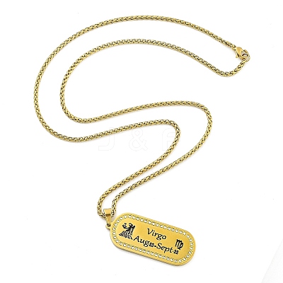 Constellation 304 Stainless Steel Micro Pave Clear Cubic Zirconia Wheat Chain Pendant Necklaces for Women Men LS-NJEW-U007-01F-1