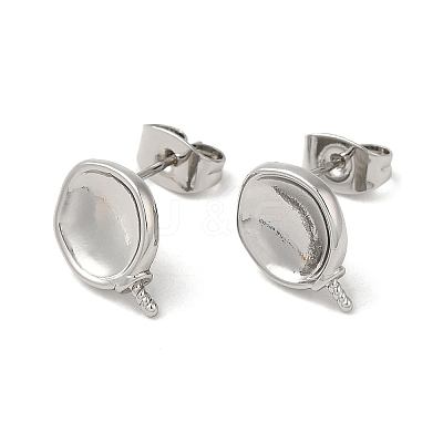Twist Flat Round Brass Stud Earring Findings KK-M270-35P-1