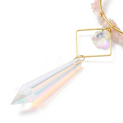 Natural Rose Quartz Chips Hanging Ornaments G-Z051-01C-1