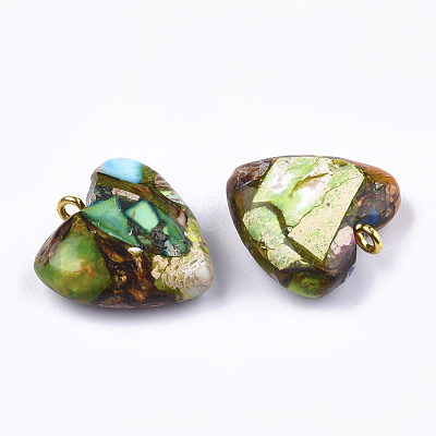 Assembled Bronzite and Imperial Jasper Pendants X-G-T111-04I-1