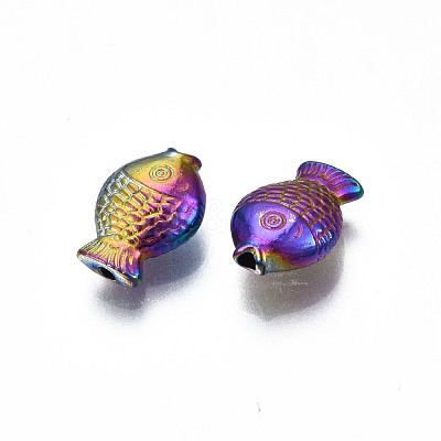 Rack Plating Rainbow Color Alloy Beads PALLOY-S180-331-1