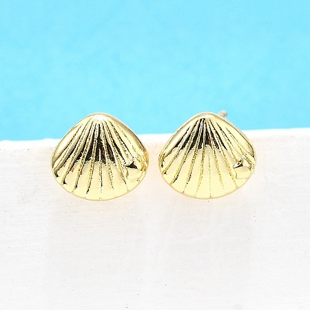 Brass Stud Earrings LS-EJEW-H157-01G-03-1