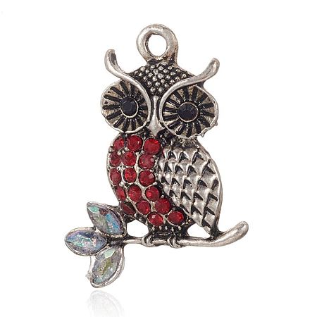 Alloy Rhinestone Bird Pendants RB-J246-09AS-1