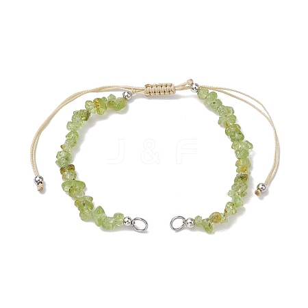 Natural Peridot Chip Nylon Braided Beaded Bracelet Making AJEW-JB01296-02-1