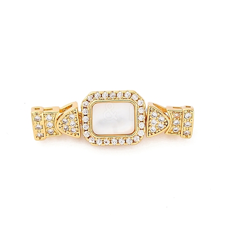 Brass Micro Pave Clear Cubic Zirconia Box Clasps KK-P291-27G-1