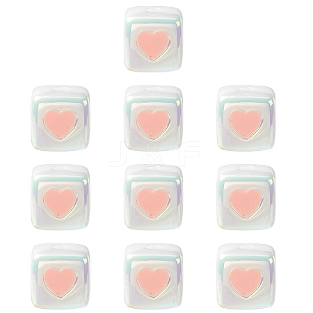 10Pcs Opaque Acrylic Enamel Beads ACRC-FS0001-02G-1