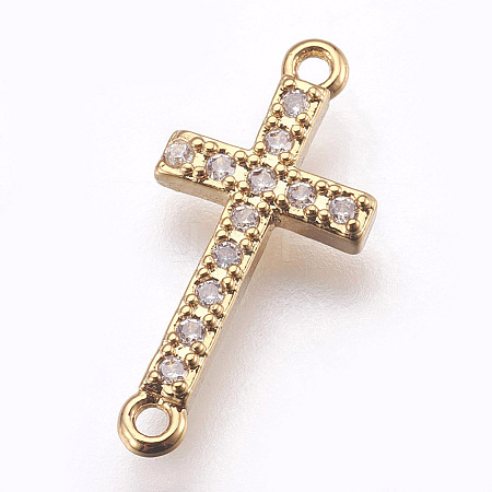 Brass Micro Pave Cubic Zirconia Links X-ZIRC-E152-43G-RS-1