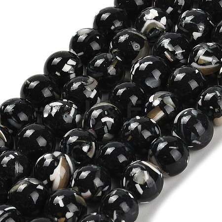 Assembled Synthetic Stone and Trochus Shell Beads Strands G-B128-08C-04-1