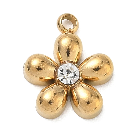 Valentine's Day 304 Stainless Steel Clear Cubic Zirconia Charms STAS-I369-05G-1