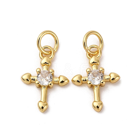 Brass Micro Pave Cubic Zirconia Pendants KK-P308-27G-1