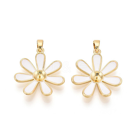 Brass with Enamel Cup Pearl Peg Bails Pin Pendants LS-KK-T079-30G-1