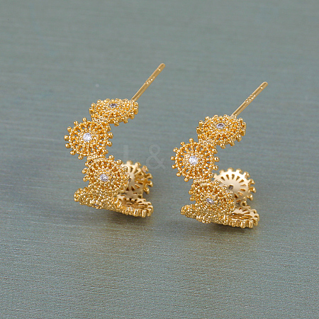 European American Style Hollow C-shaped Brass Stud Earrings XU5505-1