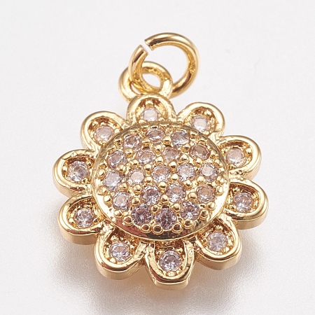 Brass Micro Pave Cubic Zirconia Charms ZIRC-E147-34G-1