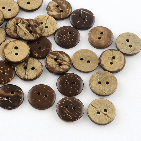 2-Hole Flat Round Coconut Buttons X-BUTT-R035-004-1