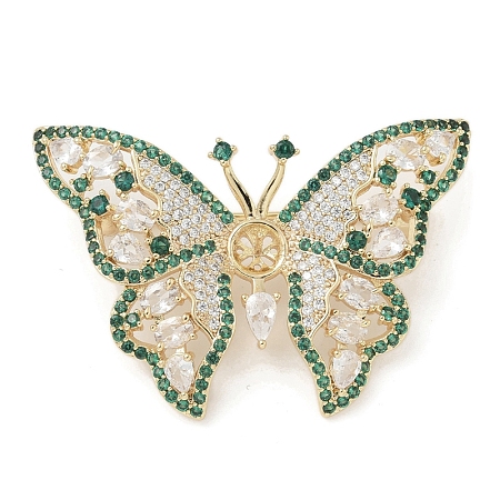 Butterfly Brass Cubic Zirconia Brooches JEWB-Q013-04G-1