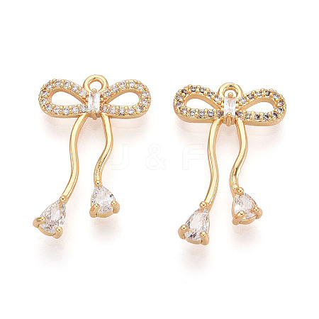Brass Micro Pave Clear Cubic Zirconia Pendants KK-T078-08G-02-1
